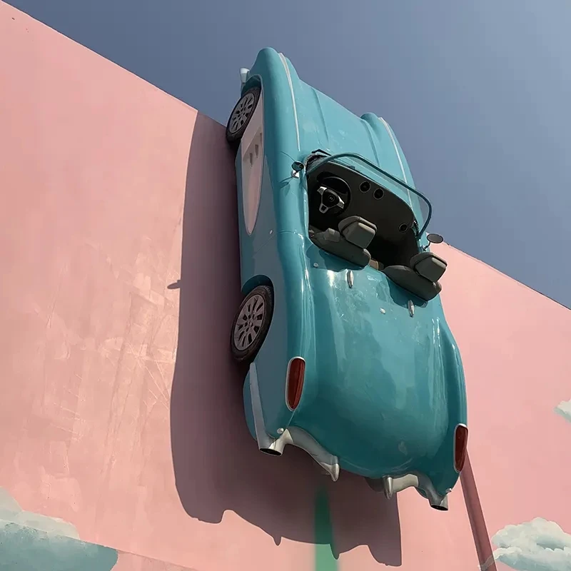 Customized Amusement Park Sports Car Sculpture Decoration Fiberglass Simulation Car Sculpture Large Resin Sculpture