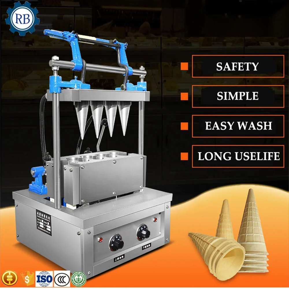High efficiency ice cream cone sleeve baking machine waffle cone baker for ice cream shop
