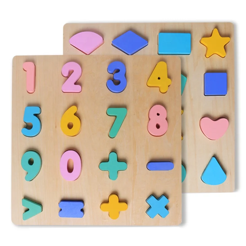 
Multifunction Early Educational Math Teaching Shape Learning Wooden Letter Number Jinsaw Puzzle 
