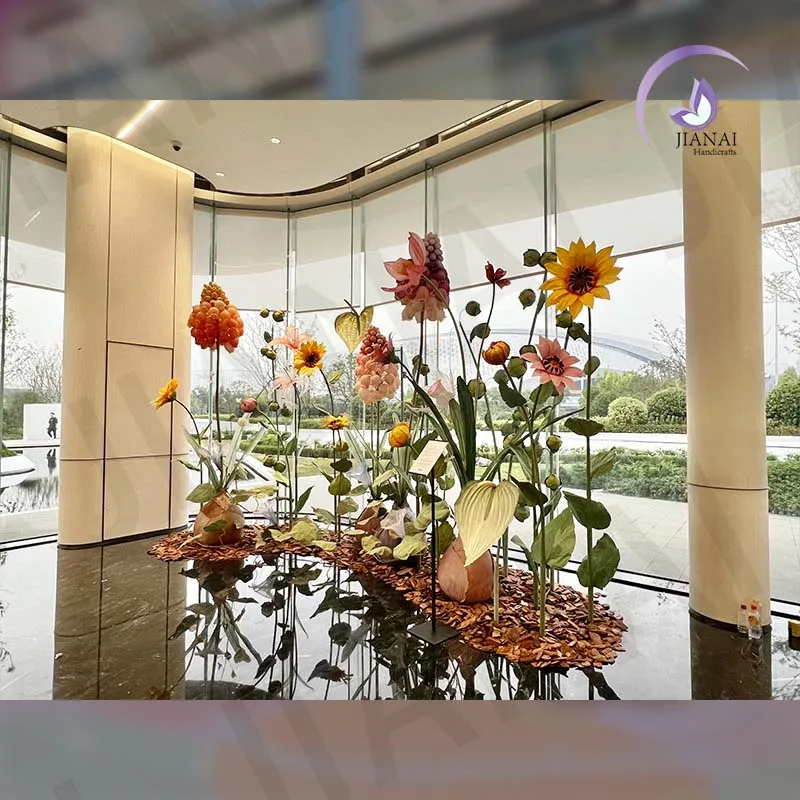 High Quality Wedding Leading Flora Giant Artificial Flower Poppy And Rose Mix Combination For Store Construction