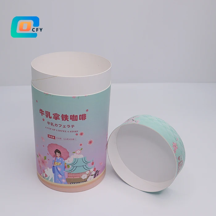 Manufacturers hot selling customers high-end customized coffee bean powder  cardboard tea round box with logo printed  container