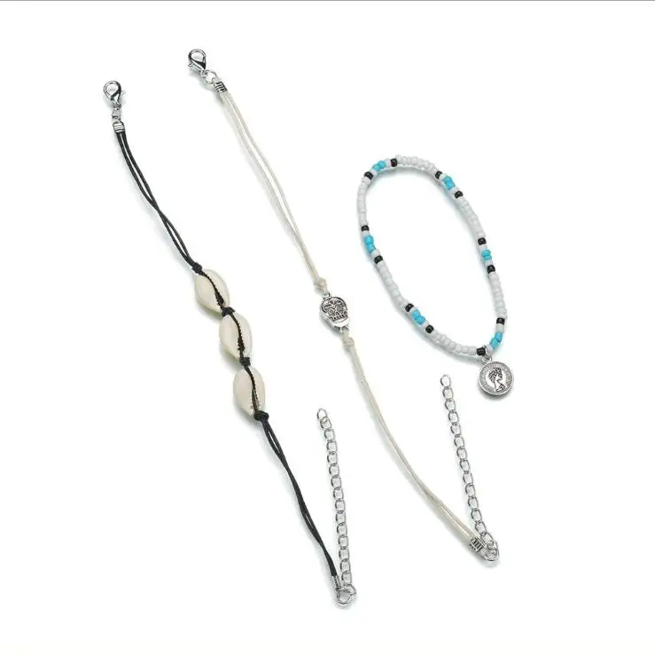 
Top Selling Boho 18K Gold Plated Beach Shell Link Chain Anklet Handmade Seashell Tennis Ankle Bracelet 