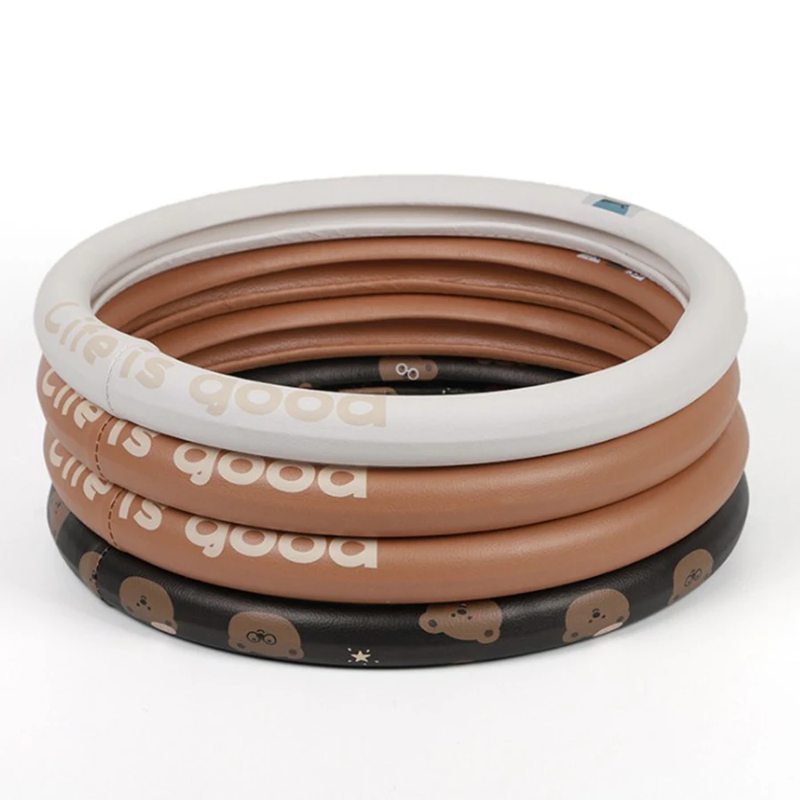 Cartoon Bear Cute 38cm Anti-Slip Leather Rubber Auto Car Steering Wheel Cover For Girl Women Lady