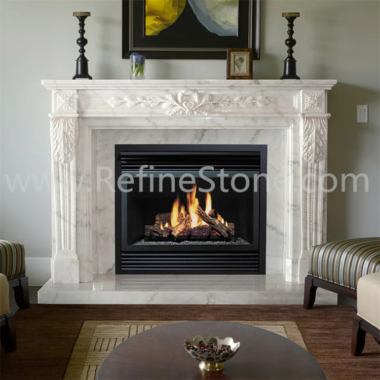 Freestanding indoor dark green marble fireplace surround mantel shelves