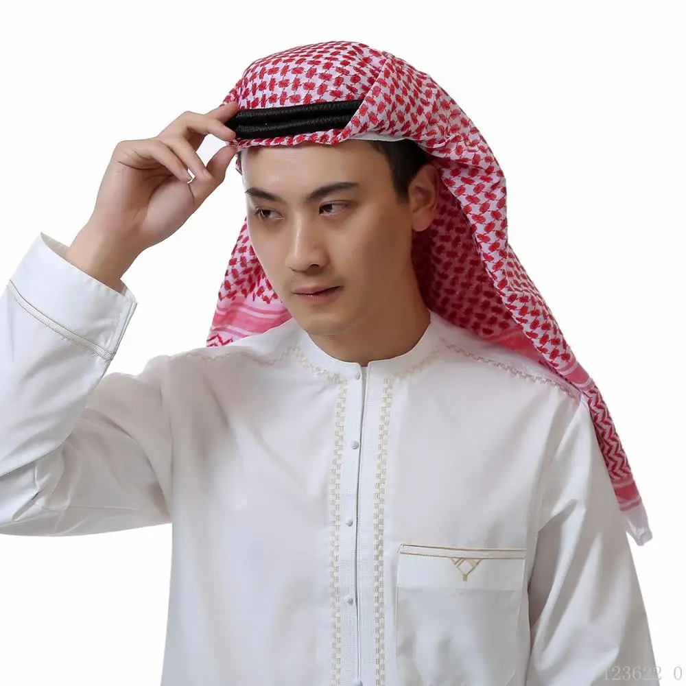 
Muslim male headscarf wrapped head Saudi Arabian Kafiya Keffiyeh travel hijabs with Aqel Rope 