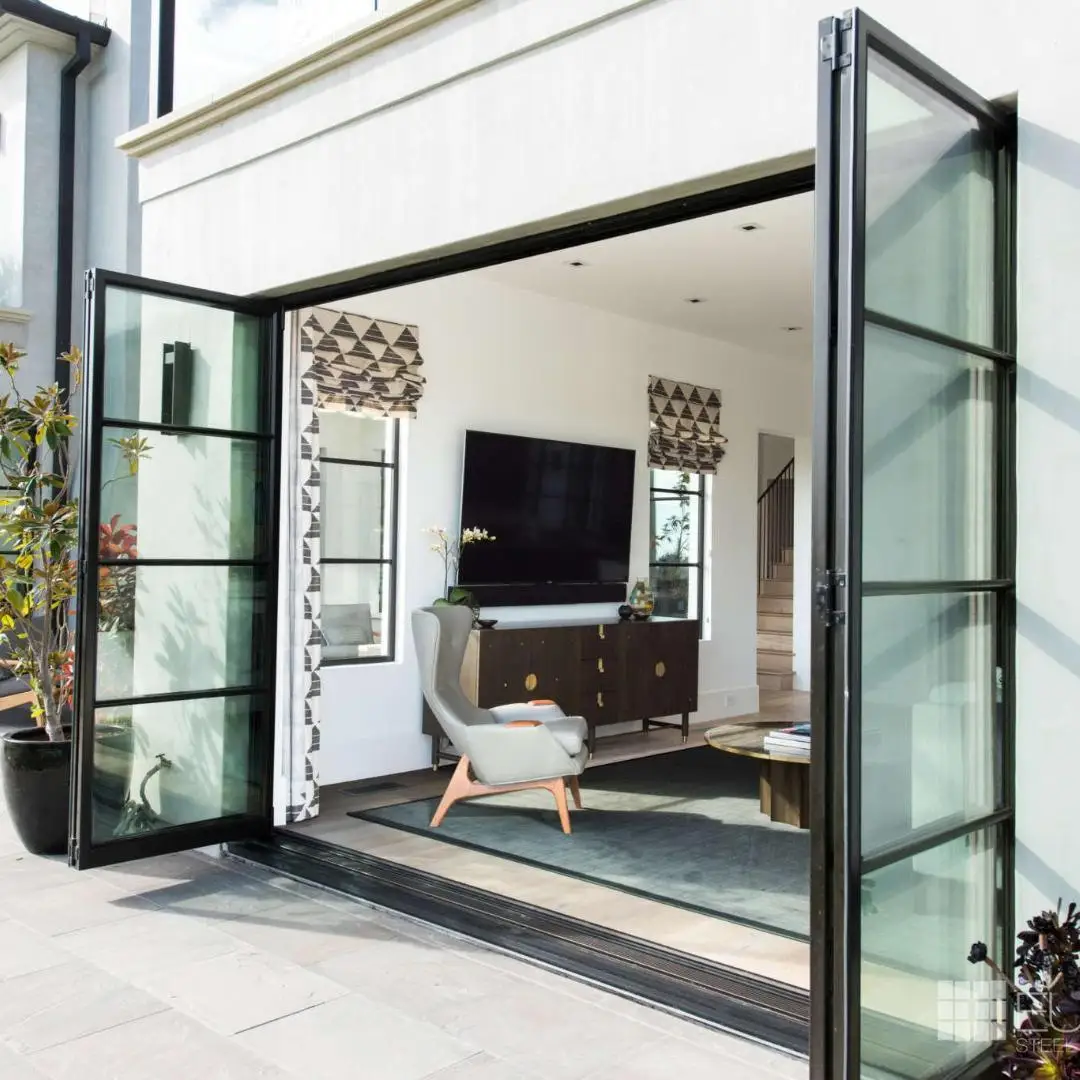 Rising NFRC AAMA Tempered Low-E Glass Aluminum Bifold Framed French Front Steel Swing Door Aluminum Bathroom Shower Door