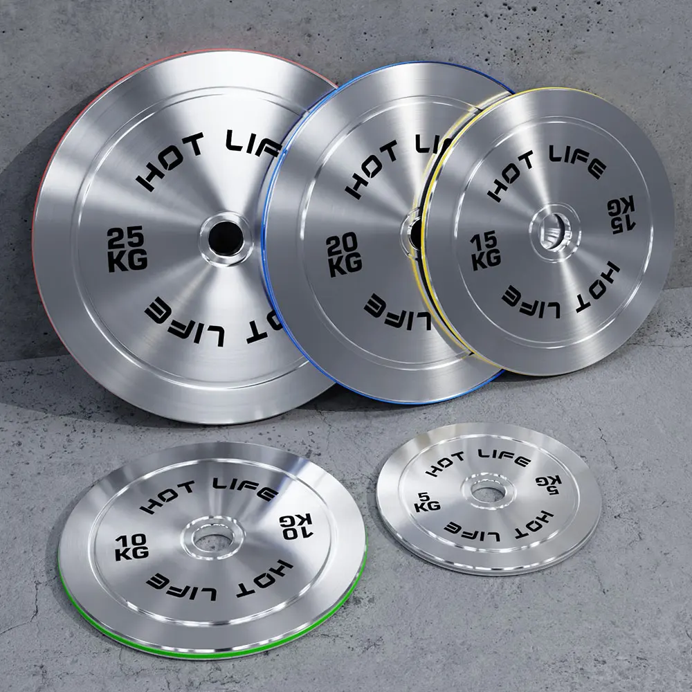 Wholesale Fitness Silver Chrome Steel Calibrated Weight Plates For Gym