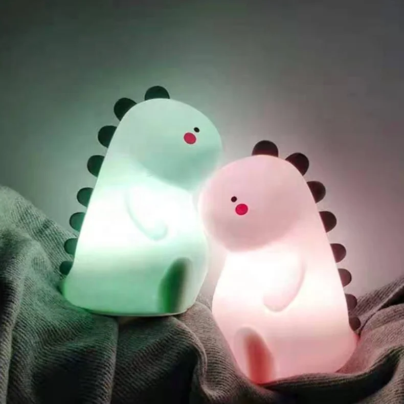 2021 Amazon New Mini Led Lamp Bedroom Children Silicone Kawaii Dinosaur Cute Night Light