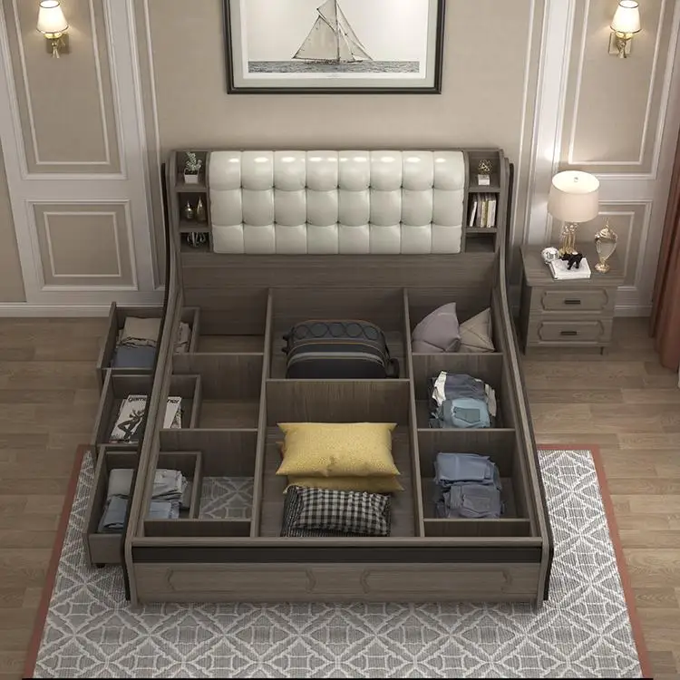 
Factory Price European King Size Storage Bed Frame with Gas Lift 