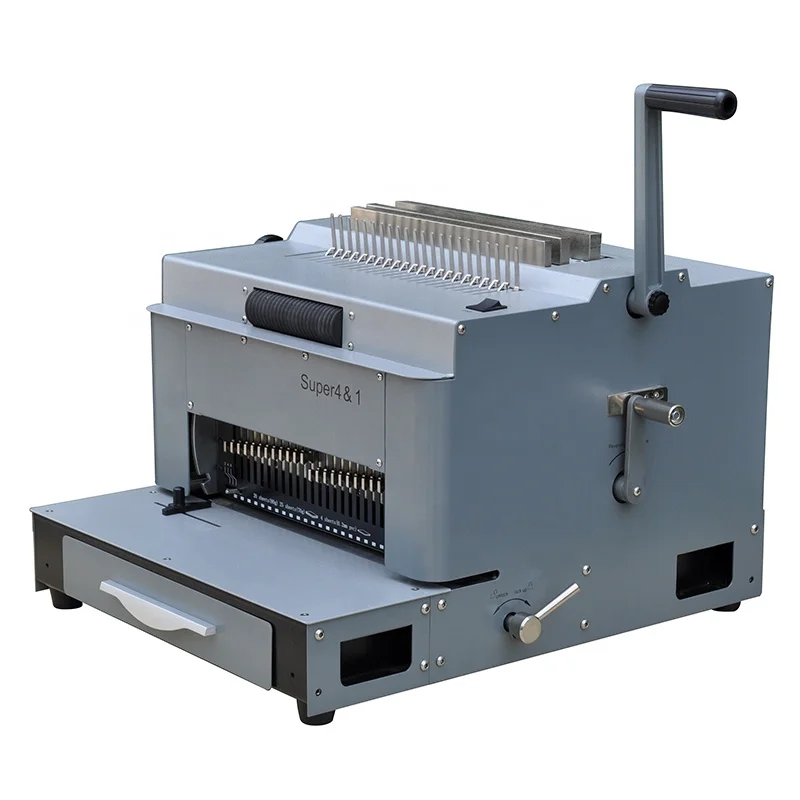 SUPU  factory price 4 in 1 comb, double wire, plastic coil punching and binding machine