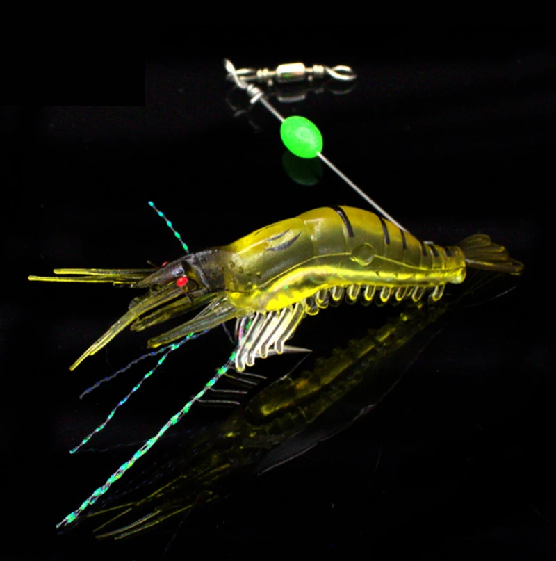 Jetshark Realistic Artificial Soft 8cm 5.4g Shrimp Lure Hook with Leader Cord Trace Luminous Predator Fishing Baits
