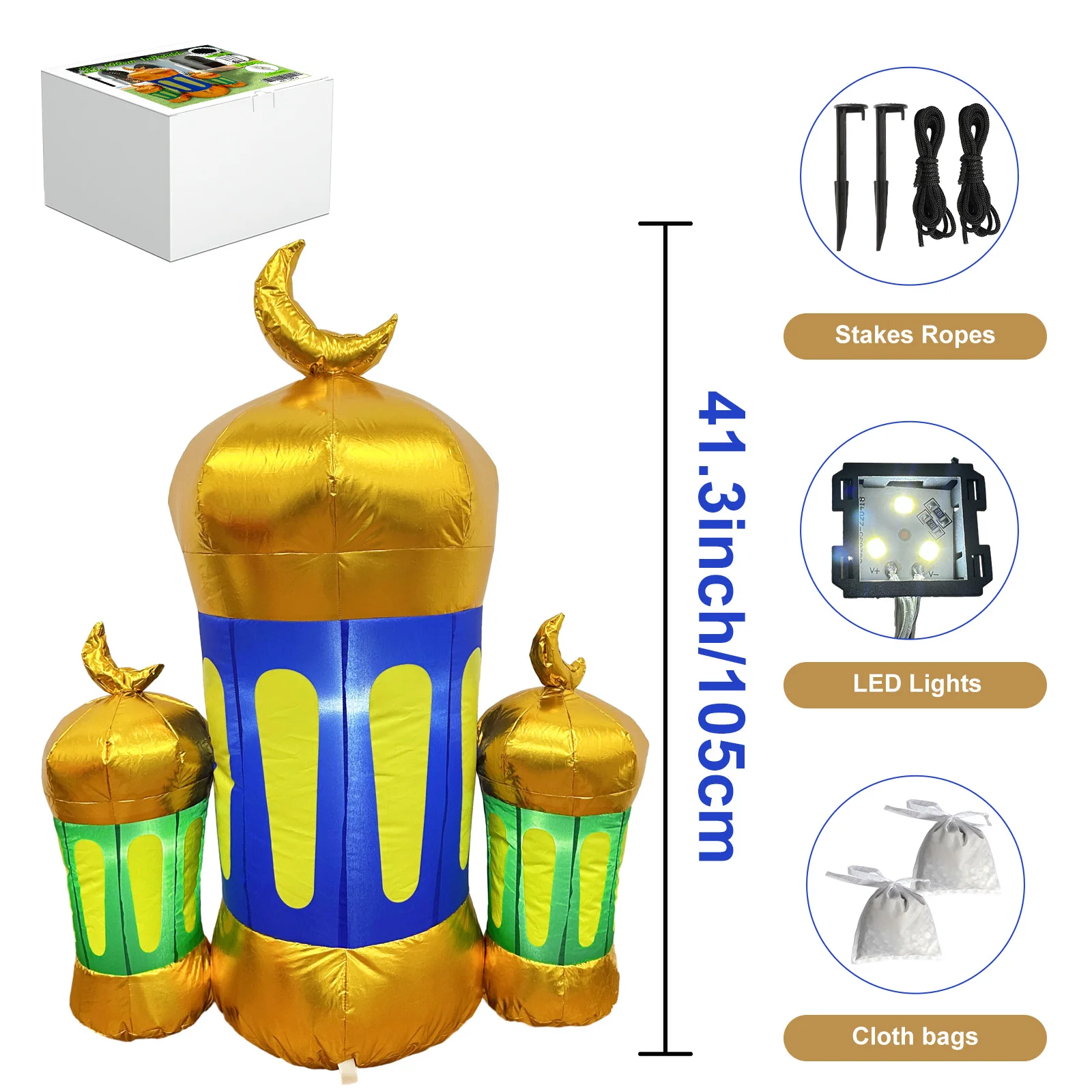 Ourwarm Customized Islam Outdoor Ramadan Inflatable Decoration Eid Islam Blow Up Mubarak Decorations