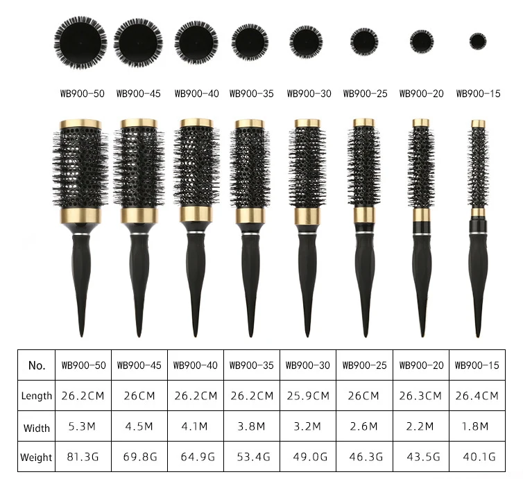 Heat Resistant Professional Round Ceramic Rat Tail Hair Brush For Women Curly Straight Hair Styling Tool Quick Blow Drying