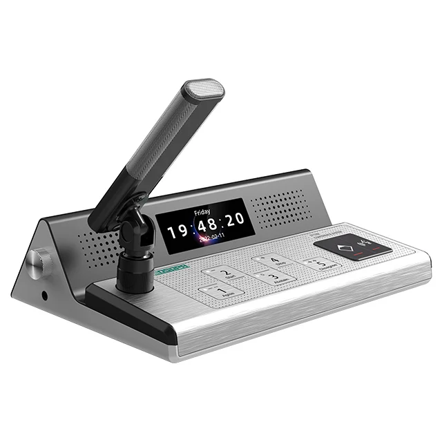 Priority wireless table microphone with voting for meeting room network desktop conference audio mic system