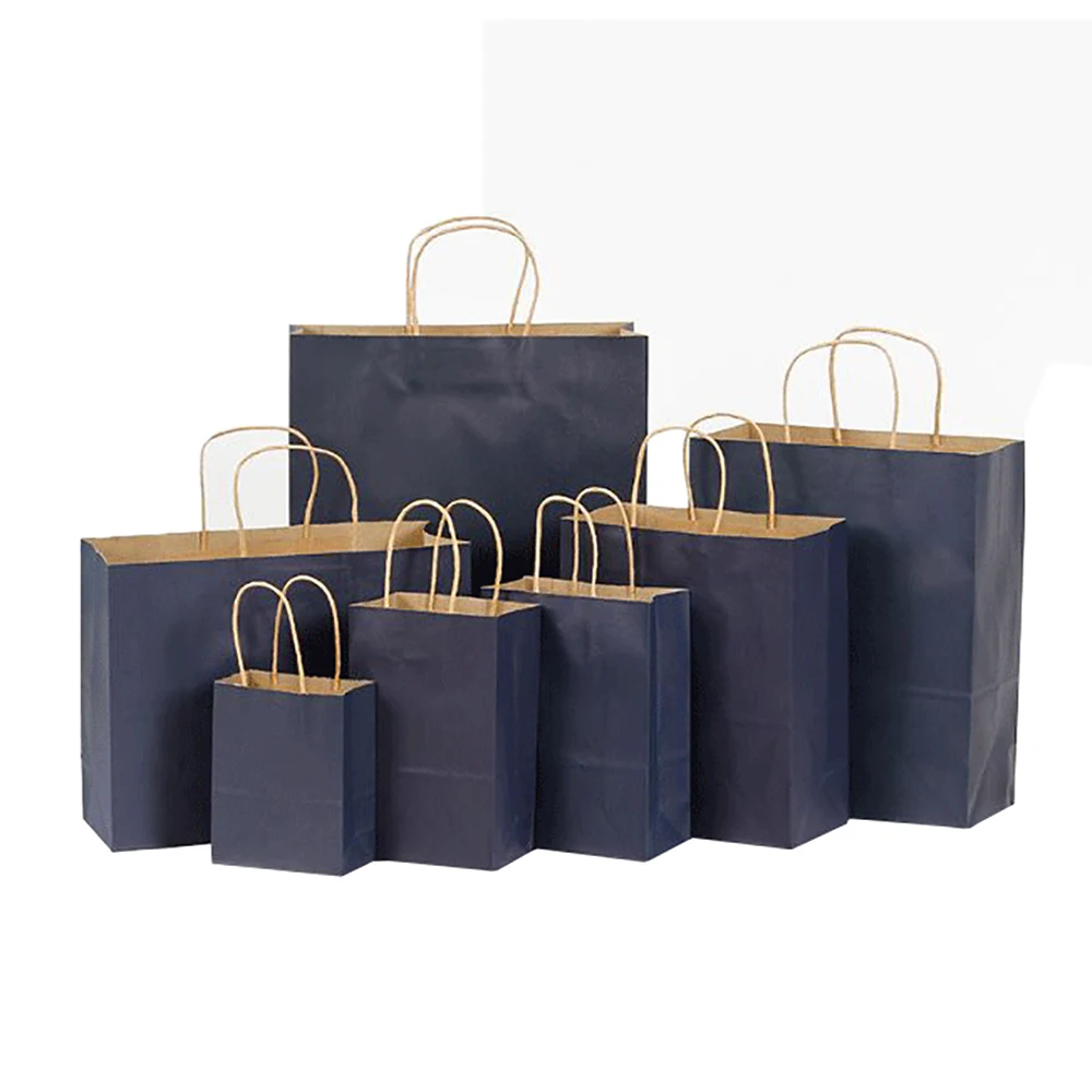 Custom Logo Picture pink White Brown Kraft Shopping gift Paper Bag Print With Paper Twisted Handle grey gift paper bag