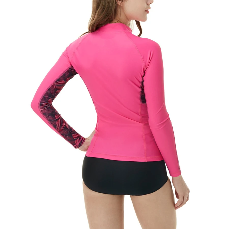 Quick Dry Swimwear Sun Protection Long Sleeve Front Zipper Top Rash Guard For Women New Style Sportswear
