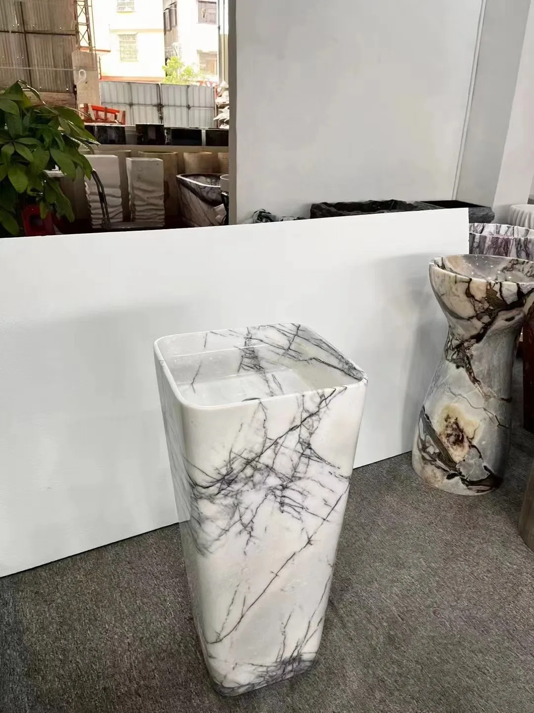 Hot Sale Wholesale High-Quality Hand Wash Natural Stone Bathroom Washbasin Semi-Pedestal Sinks