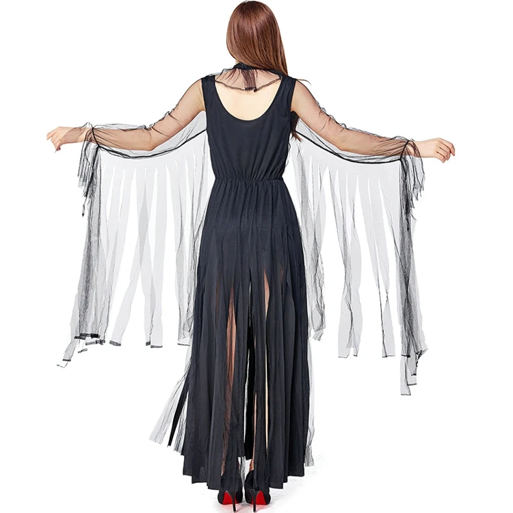 
KEYIDI Evil Witch Black Tassel Party Hosting Dress Halloween 