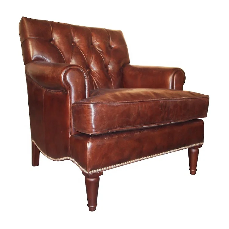 Brown leather lounge chair