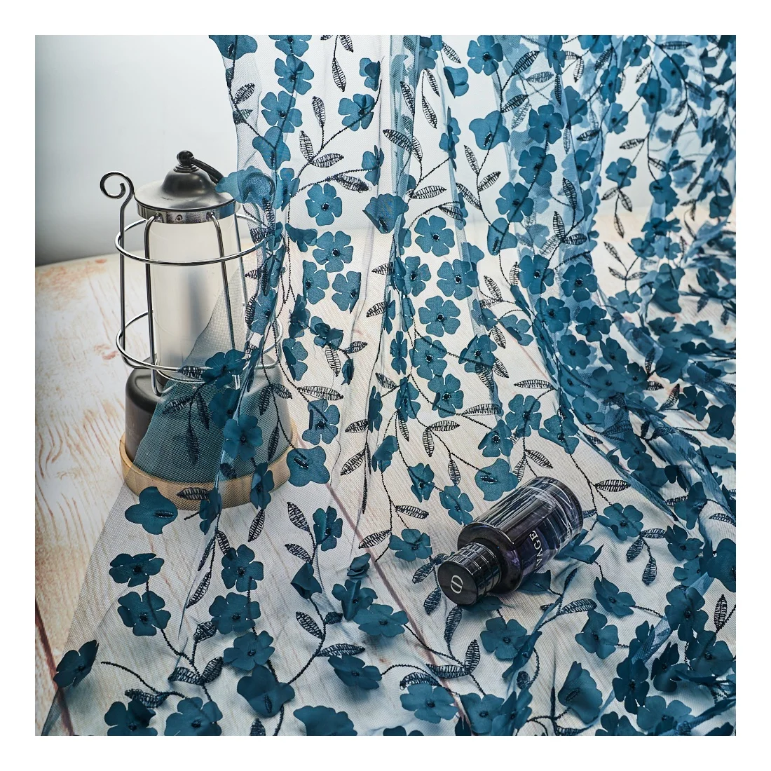 Пользовательский дизайн оптовая продажа Тюль с вышивкой необычная Королевская Синяя кружевная ткань для свадебной