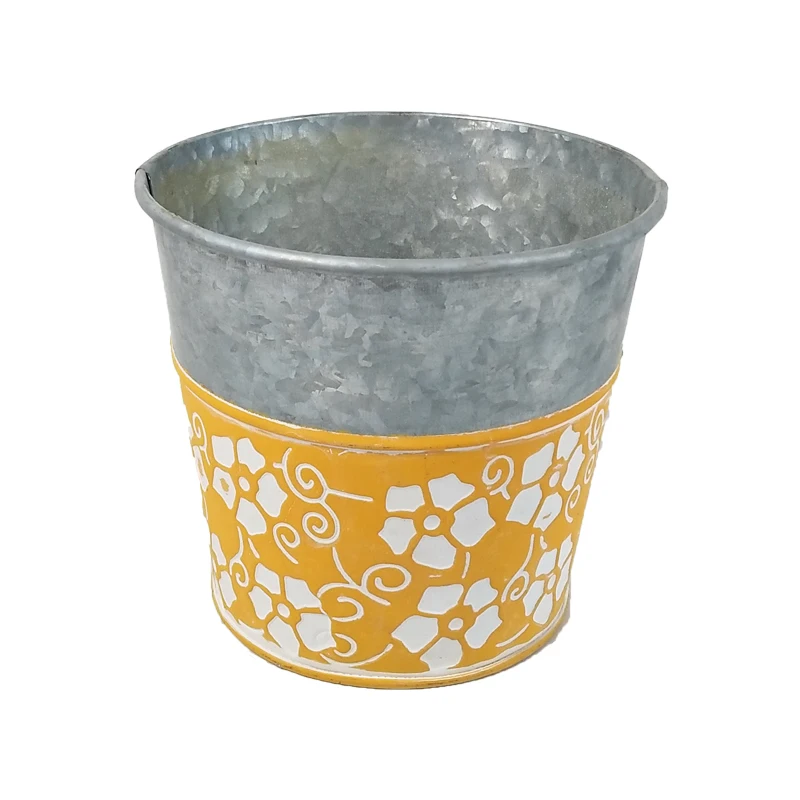 Home garden decor custom several sizes Chinese rustic style flower bucket pots galvanized succulent planter herb pot