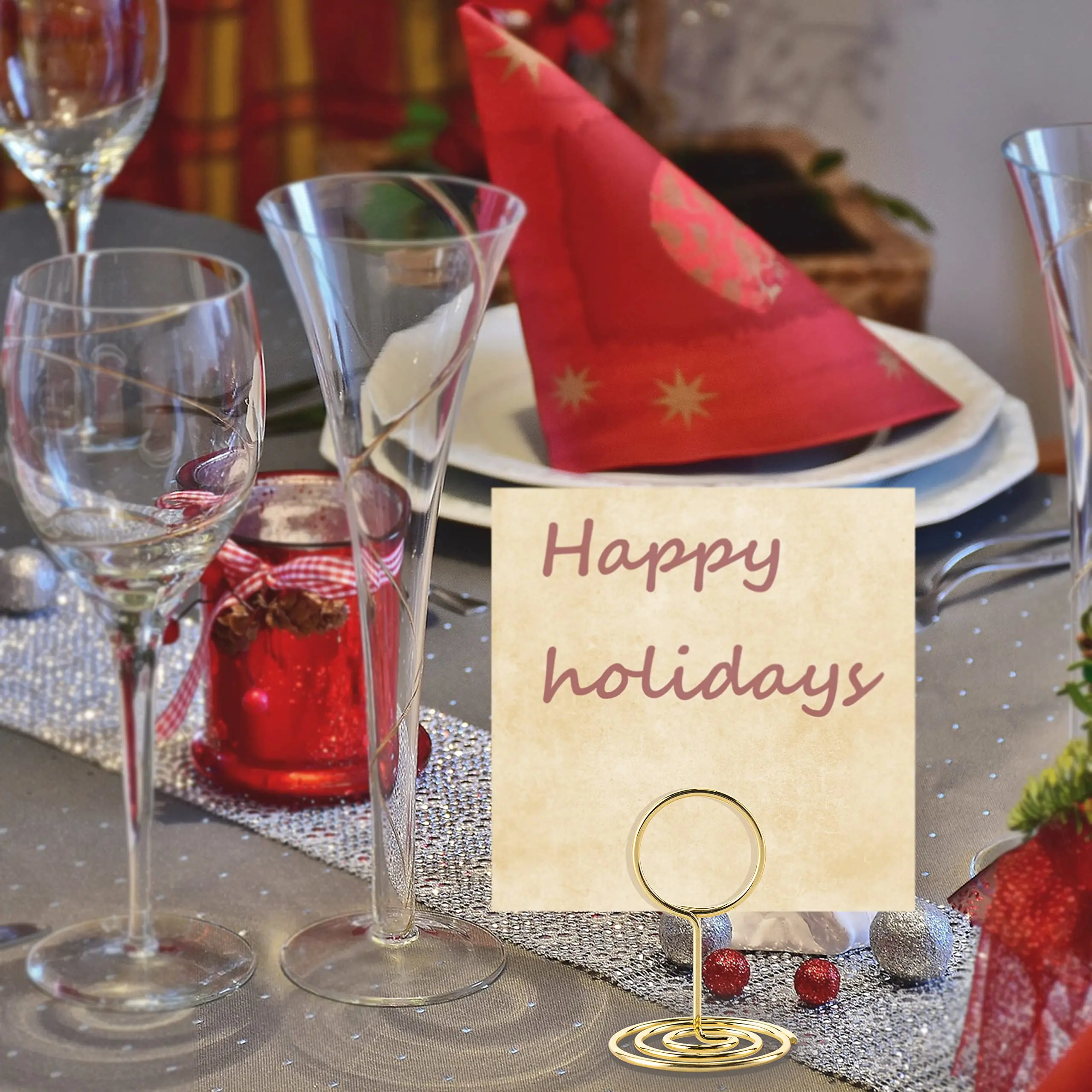 Metal POP Clip Hookei OEM 20pcs Bag Place Card Table Number Price Tag Holder Display Stand for Wedding