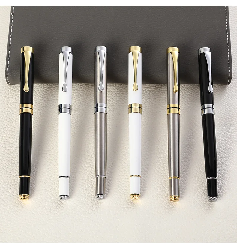 Advertising Luxury Gift Ball Pen Custom Logo Printing Black White Slim Metal Ball Point Pen