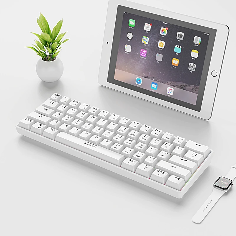 Factory white 60% wired wireless linear switch mechanical mini keyboard for computer ipad (1600501571666)