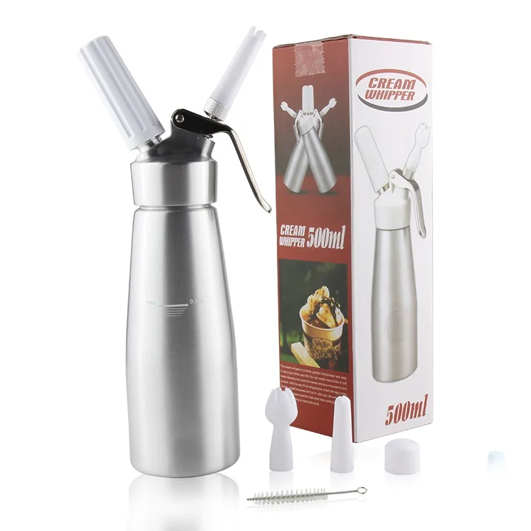 Professional Aluminum Whipped Cream Dispenser 1 Pint Whipper Stainless Steel Decorating Nozzles + 3 pcs Plastic