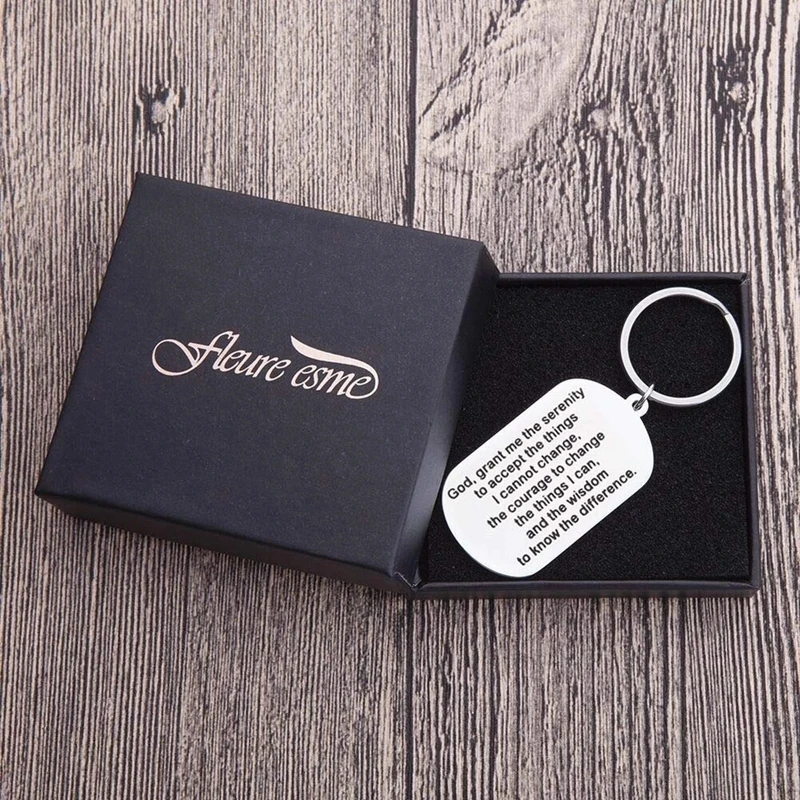 Encouragement Gifts Keychains for Men Women Inspirational Gifts for Him Her Birthday Religious Jewelry Keyring Serenity Prayer