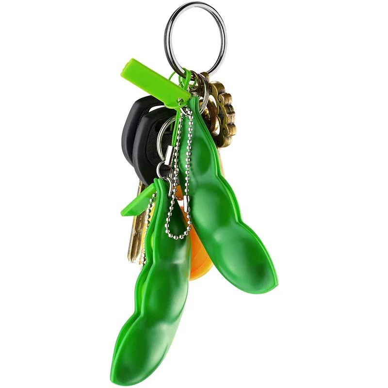 Creative Fidget Toys Squeezing Edamame Peanuts Toys Antistress Popper Toy Edamame Keychain Fidget Squishy Decompression