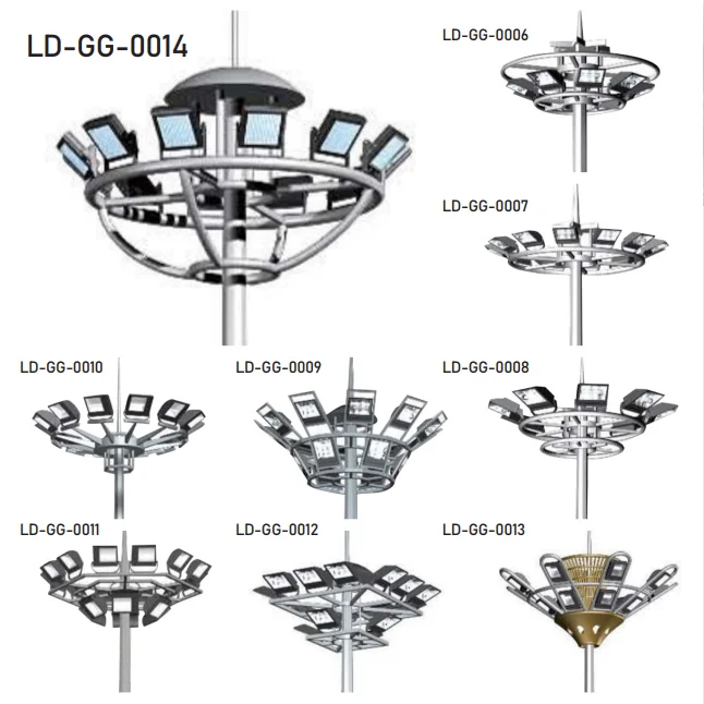 High Mast LED Light for Seaport Stadium & Road with Anti-corrosive IP66 Steel Lamp Body Raising/Lowering Device