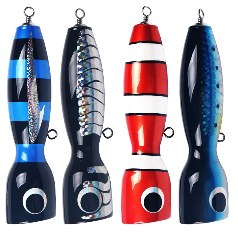 Topwater Handmade Lure Floating Wood Fishing Popper Wooden