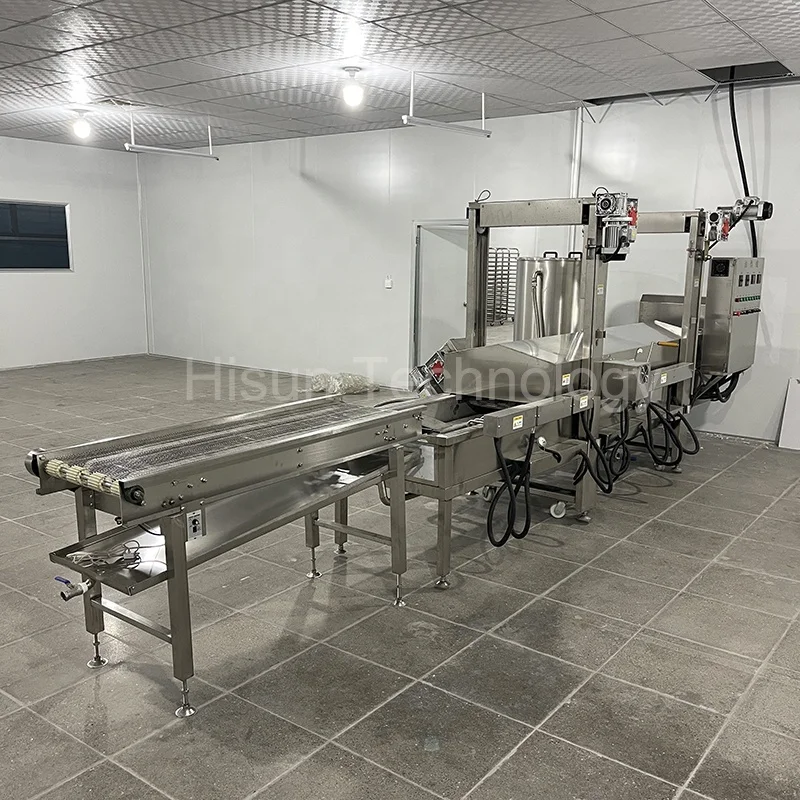 conveyor belt onion frying machine commercial gas continuous frying machine chicken nugget drumet donuts conveyor deep fryer