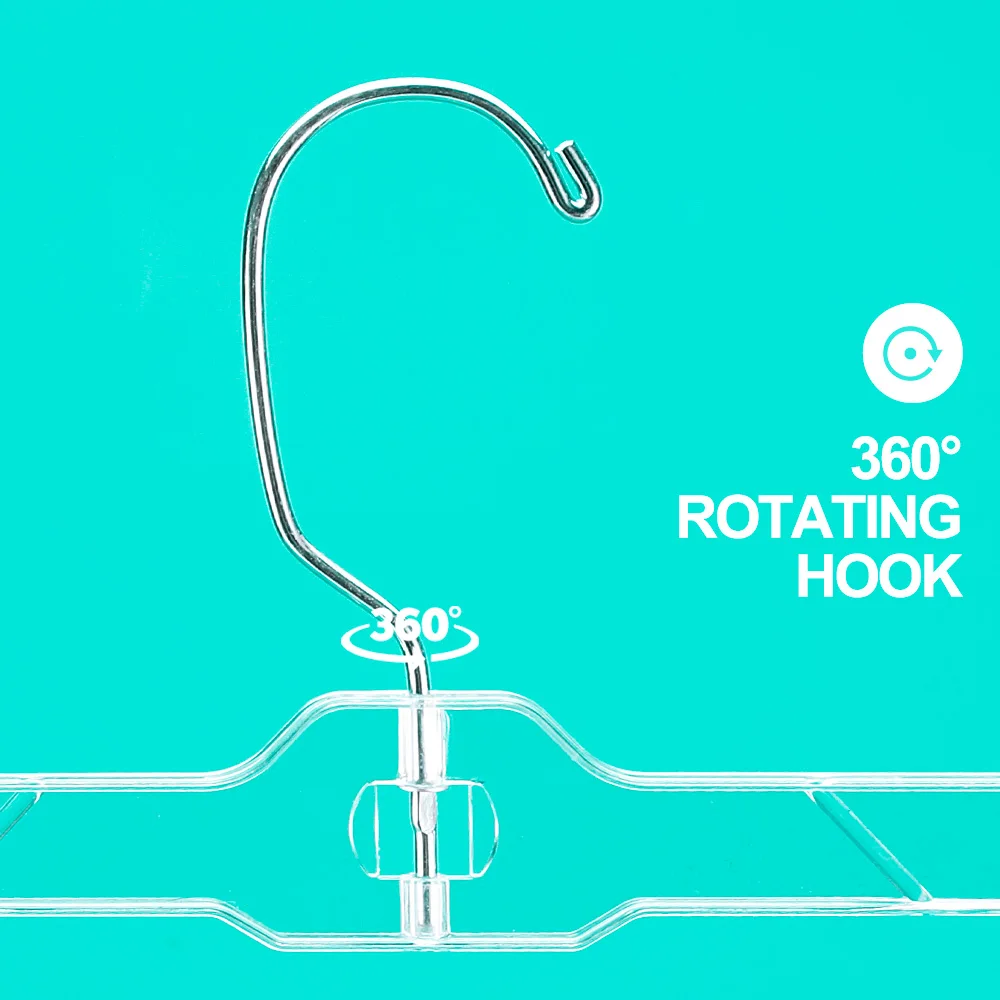 Wholesale Clear Plastic Hanger For Pant Skirt With Clips