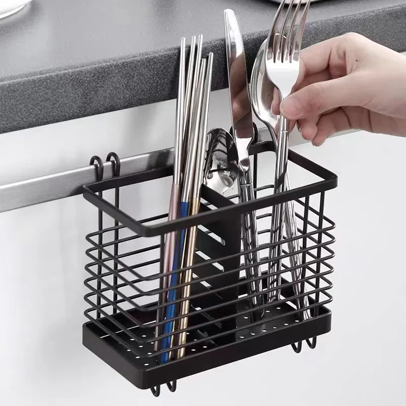 Hanging iron art drain creative home kitchen spoon chopsticks knife and fork storage box storage cage