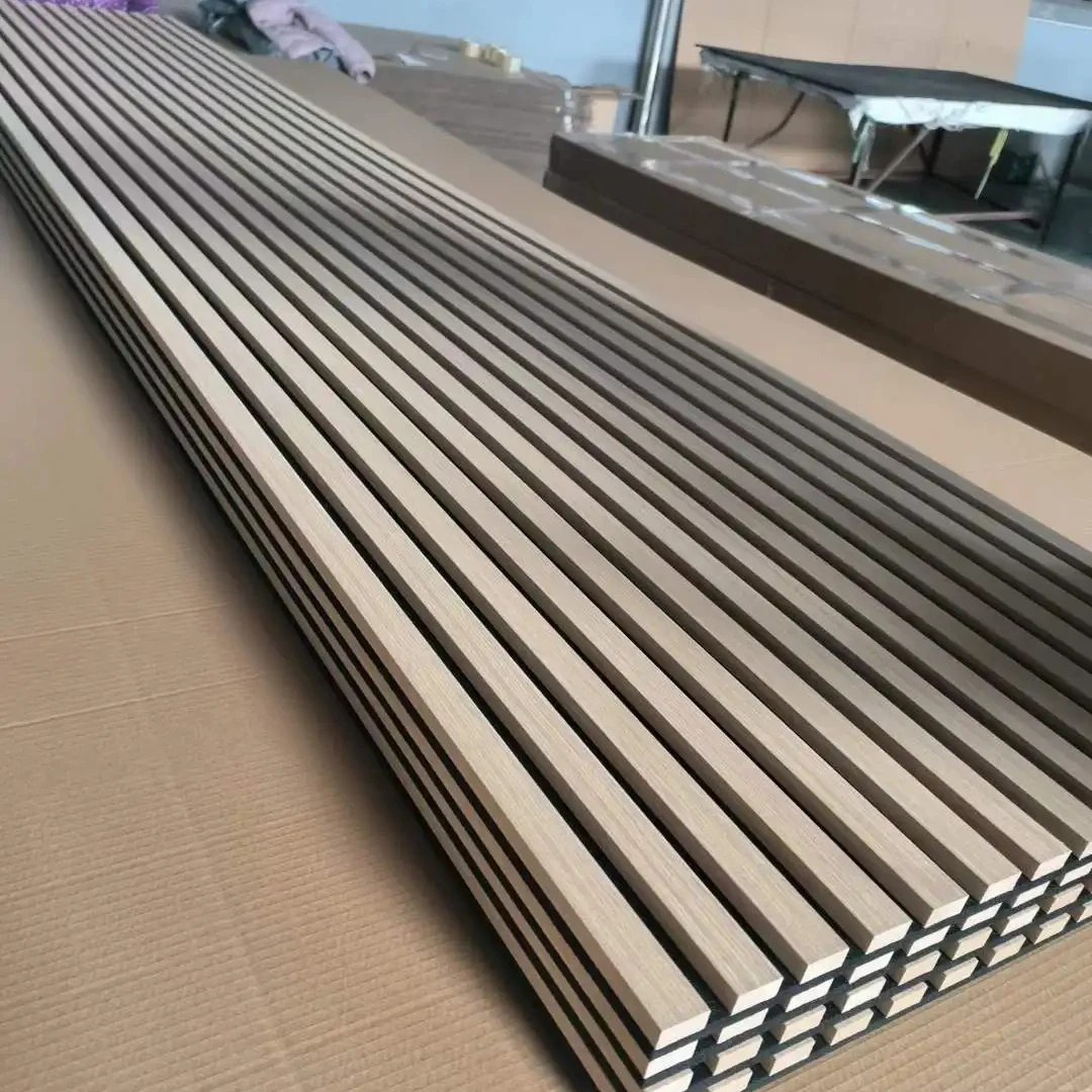 3D Acoustic Panel MDF Oak Veneer/Custom Color Decorative Effect Walnut Office Wall Wood Slat Acoustic Panel Slat Wood Wall Panel