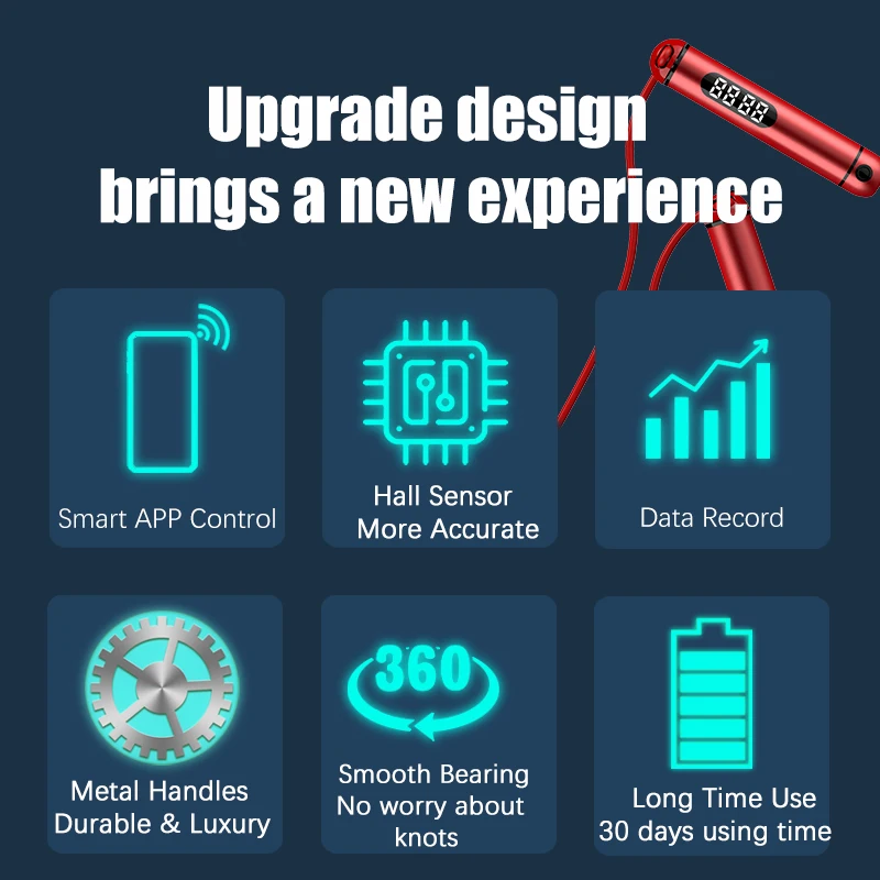 Amazon hot selling aluminum handle cordless smart jump rope buy adjustable smart skip rope With digital counter