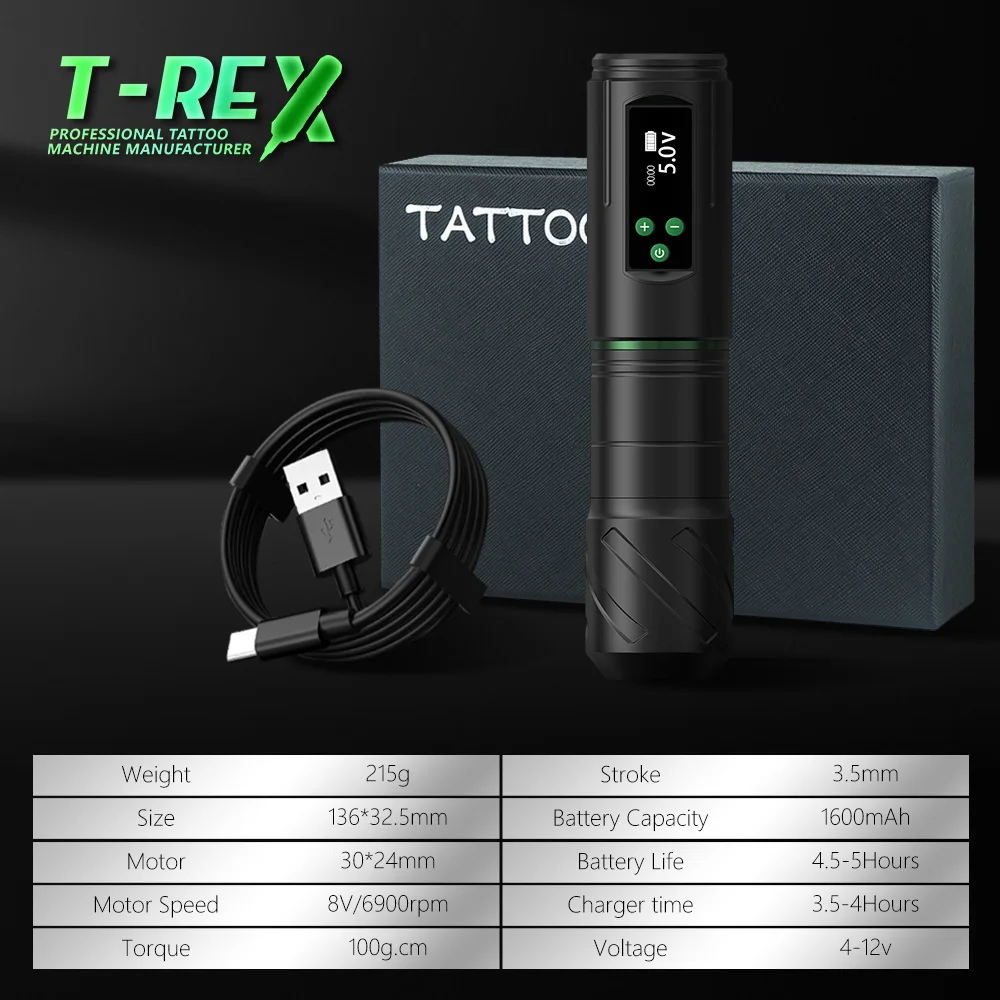 XNET TREX 1600 мАч мощный Электрический татуировочный пистолет 3 5 мм штрих беспроводной станок ручка для начинающих художников боди-арт