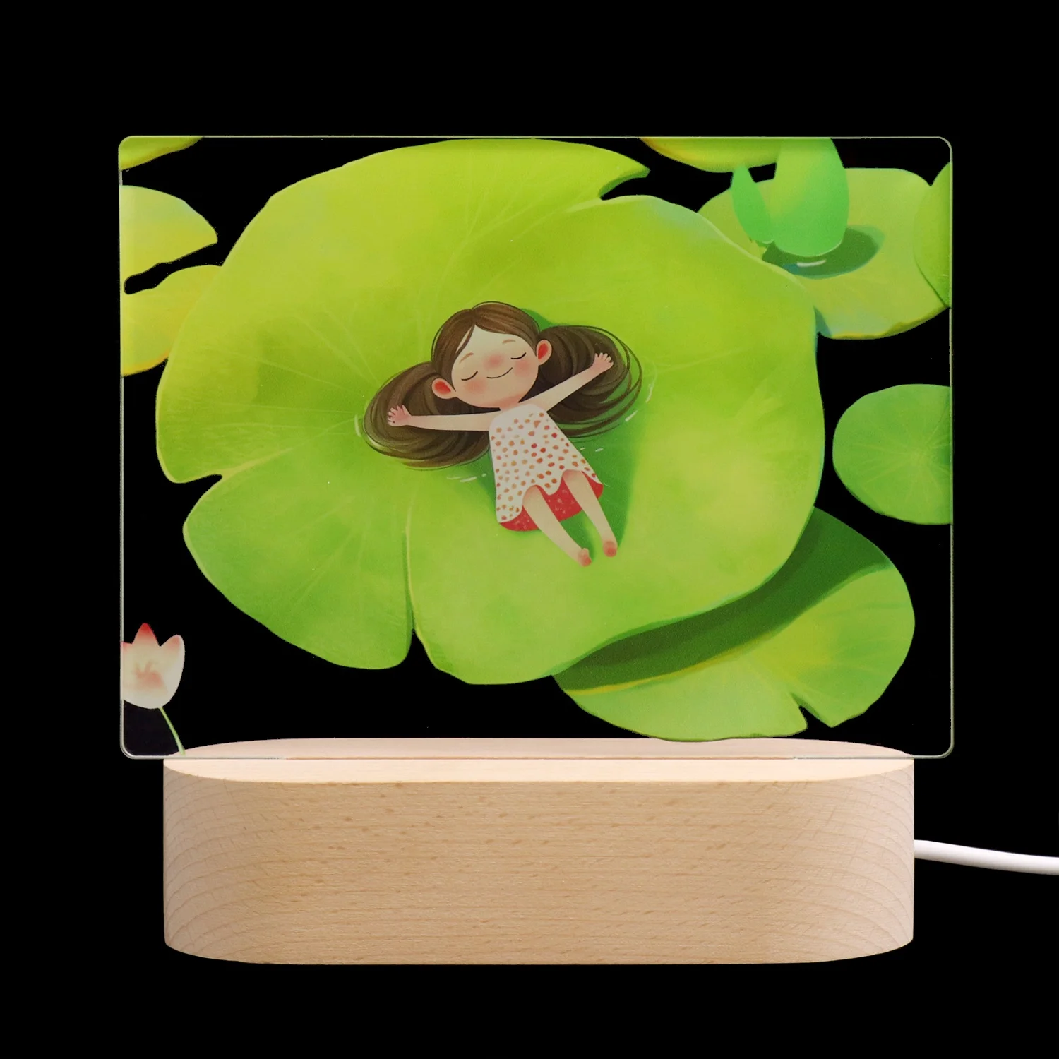 Christmas Cute Sleep Light Led Sleeping Lamp UV Print Wooden Night Lights for Kids Room