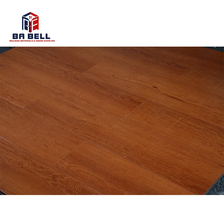 Brazilian cherry  laminate  hardwood flooring smooth surface  indoor 12mm wooden floating floors parquet