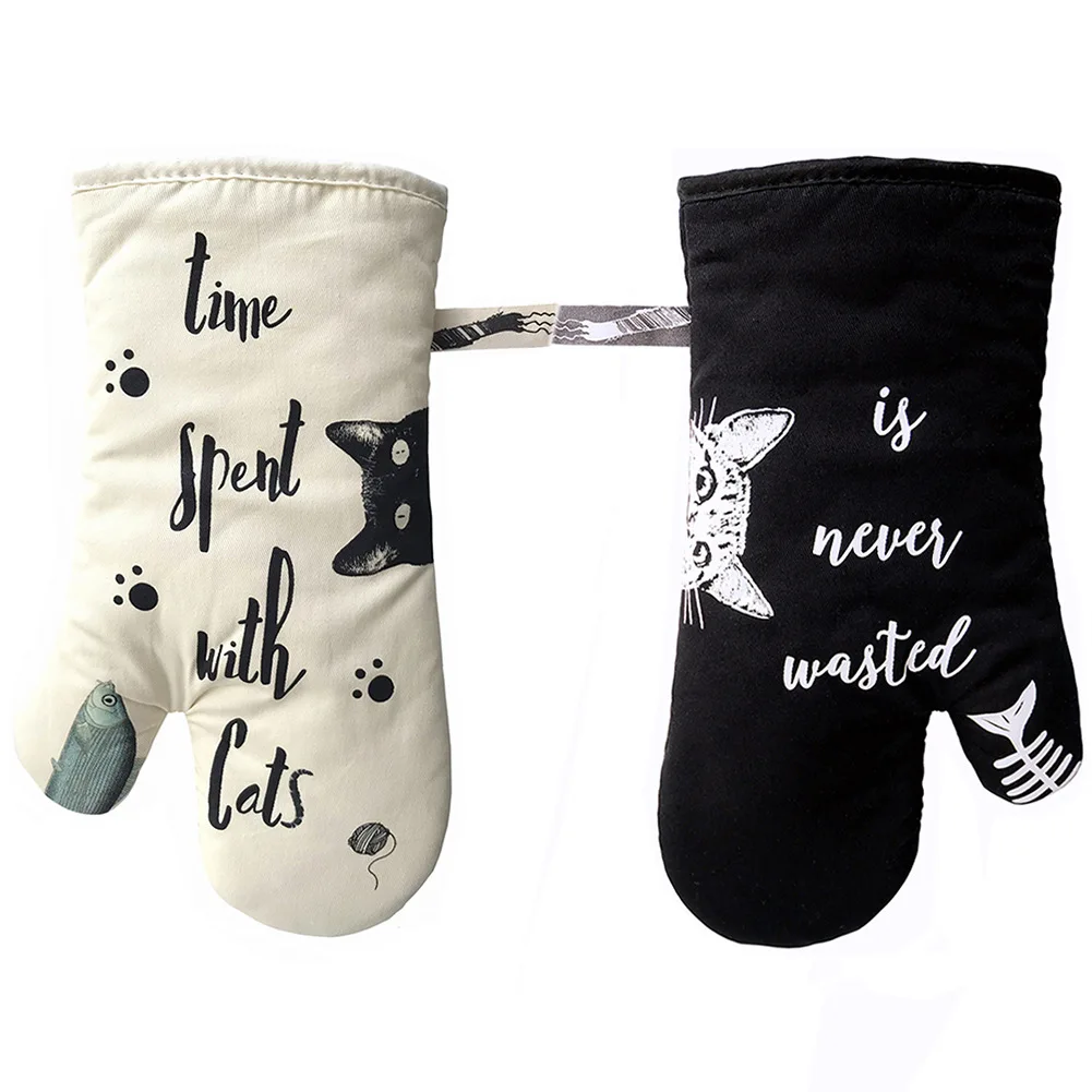 
Wholesale Oven Mitts Anti-scalding Padded Baking Cute Cat Cotton Microwave Oven Long Insulation 