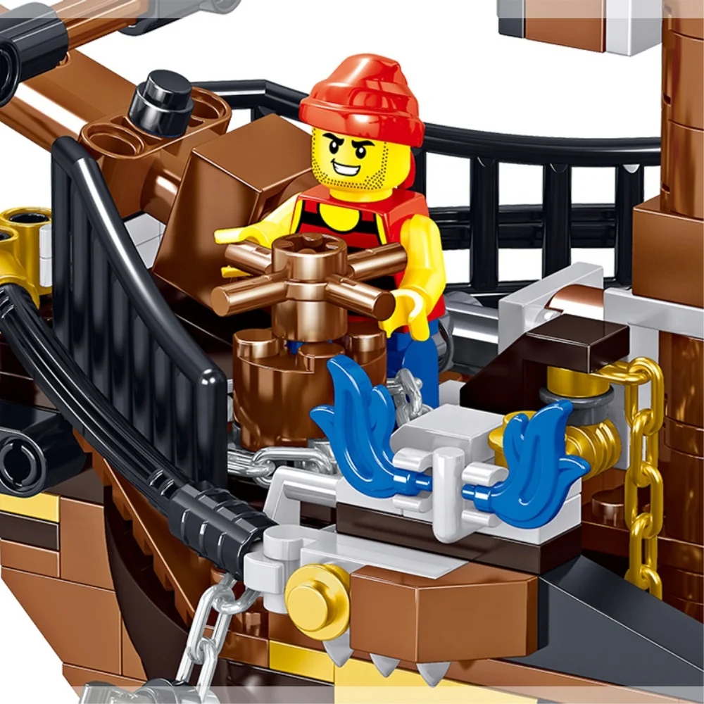 zhe gao Customized Kids Toys New Arrival Pirate Ship Model Plastic Building Blocks Creative Educational Legoing Building Bricks