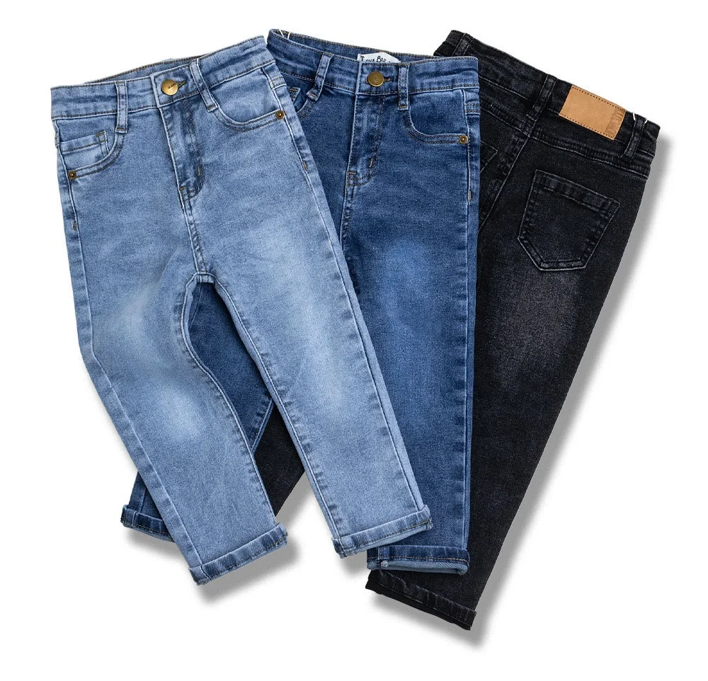 OEM Fashion Casual Children Denim Jeans LOGO Stretch Boys Denim Jeans Straight Legged Pants Factory Wholesale