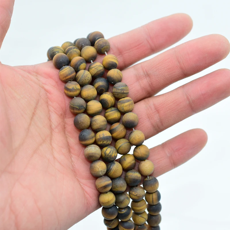 Wholesale Natural Matte Tiger Eye Loose Gemstone Beads 4/6/8/10/12/14/16mm for DIY Jewelry Stone Beads Category