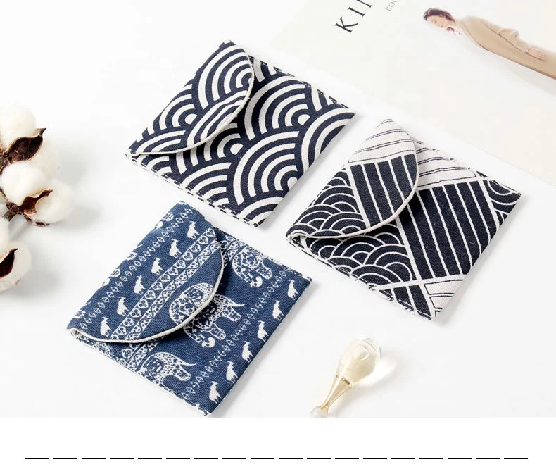 
Hot sale cotton outdoor convenient cute washable canvas sanitary pads napkin package storage bag 