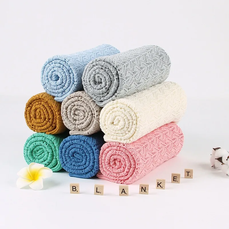Wholesale Customize Cotton White Organic Baby Knitted Blanket