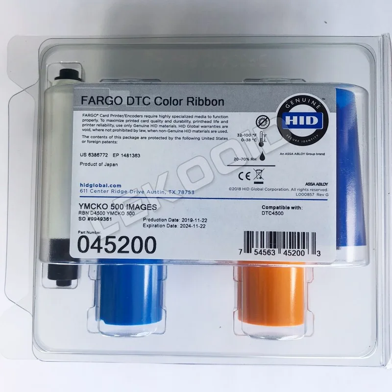 HidFargo DTC4500 DTC4500e YMCKO полноцветная лента