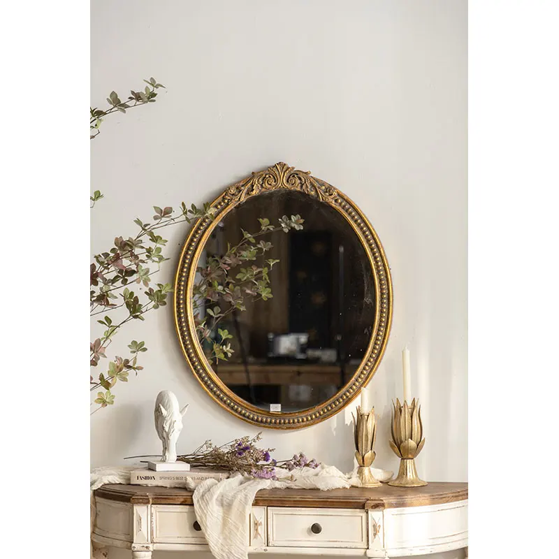 Wholesale Miroire Bathroom Large Metal Mirror Wall Decor  Home Decoration Circle Framed Wall Mirror Decorative Luxurious