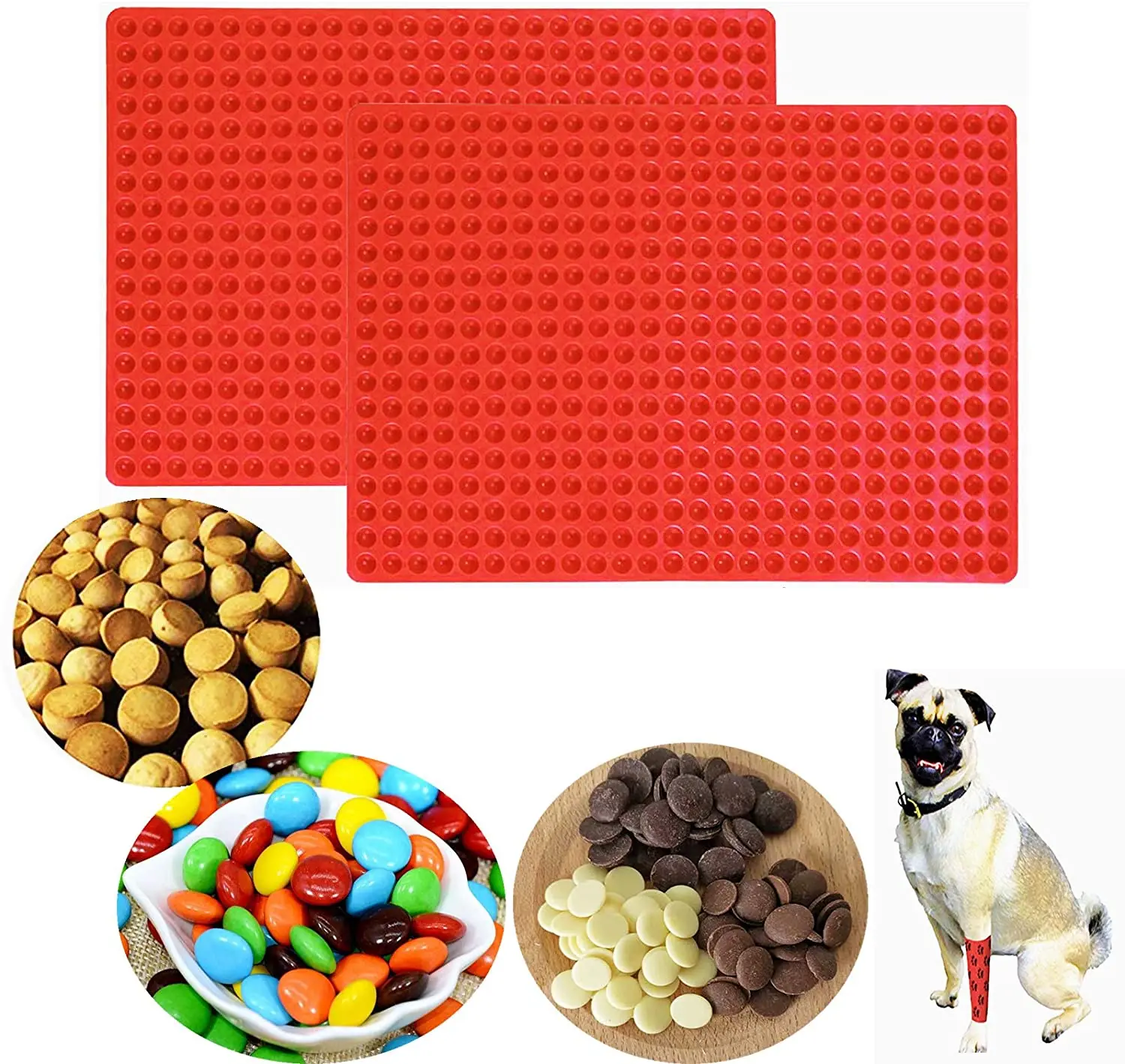 468-Cavity Mini Round Silicone Snack Cookie Chocolate Drops Gummy Candy Jelly Dog Cat Pet Cooking Baking Mat Sheet Molds